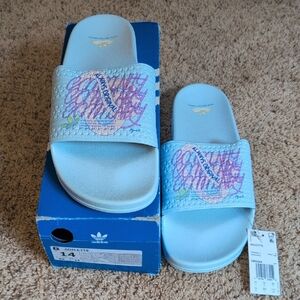 Adidas Light Blue Graphic Slides